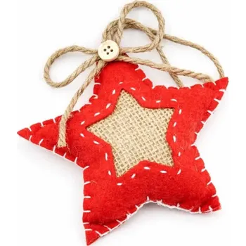 Velikonoční dekorace DECOLED Vánoční ozdoba na stromeček látková vánoční hvězda 11,5 cm, závěsná
