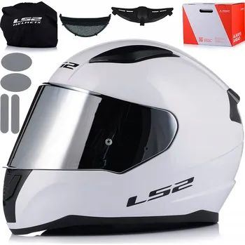 Helma na motorku Motocyklová Přilba LS2 Rapid Černá Systém Pinlock Bílý Lesk Velikost XXL