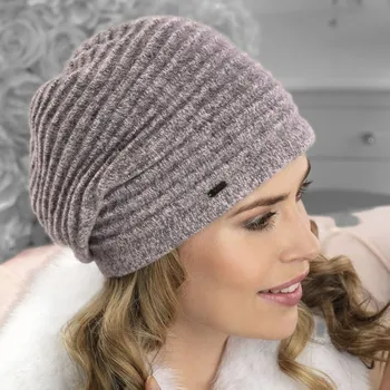 Čepice KRUMLOVANKA Dámská zimní čepice W-0054/571M růžovosmetanová melange