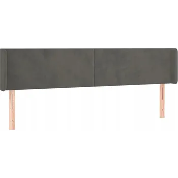 Čelo postele s ušima, tmavě šedé, 163x16x78/88 cm, samet