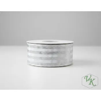 Stuha Kostková stuha s metaloplastem a drátem, 40 mm, bílá