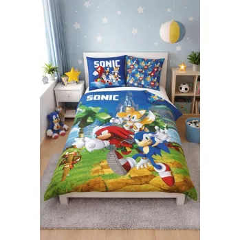 Povlečení BrandMac Dětské bavlněné povlečení SONIC a přátelé 140×200cm, 70×90 cm