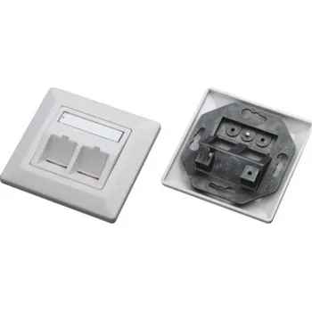 Elektrická zásuvka XtendLan Zásuvka 2x RJ-45, neosazená, pod omítku, šikmý vývod, krytka proti prachu