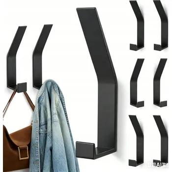 Věšák VĚŠÁK NA OBLEČENÍ HÁČEK KOUPELNOVÝ KOVOVÝ ČERNÝ DRŽÁK NA RUČNÍKY X6