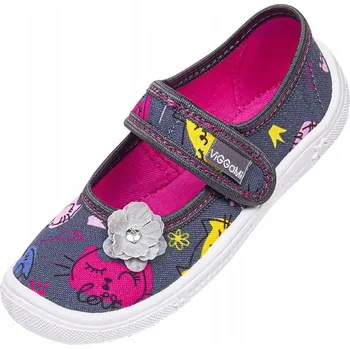 Dívčí bačkory Dívčí papuče s textilním potiskem Viggami šedé, velikost 29