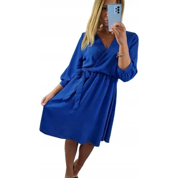 Dámské šaty V910 ŠATY OBÁLKOVÉ S VÁZÁNÍM CHABROWA vel. 38 (M)