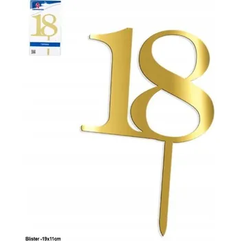 Party dekorace Topper ZLATÝ 18. NAROZENINY akryl dekorace OSMNÁCTKA na dort narozeninový EF