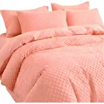 Povlečení Fleece 200x220 MEDVÍDEK Sada Povlečení Zimní Plyšové puntíky RŮŽOVÁ