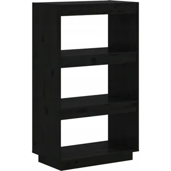 Knihovna Regál na knihy/přepážka, černý, 60x35x103 cm, borovice