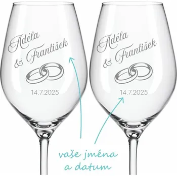 Sklenice Svatební skleničky na víno Rings 2 ks