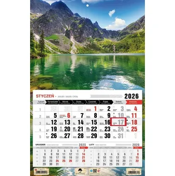 Kalendář Kalendář 2026 JEDNODÍLNÝ nástěnný 31,5x48cm Třídílný KTJ-1 TATRY
