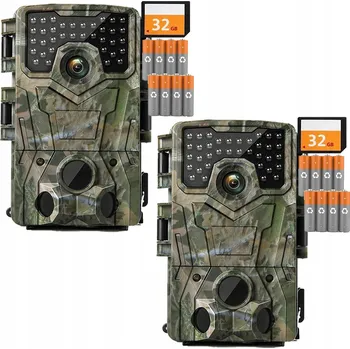 IP kamera 2x Lesní kamera s IR nočním viděním pro lov a pozorování zvěře + 32GB karta a baterie