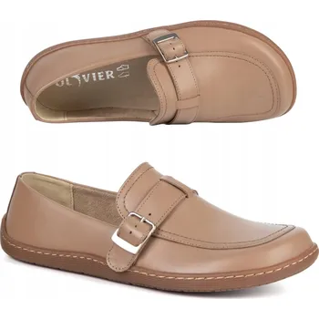 Dámské tenisky Dámské barefoot kožené boty Olivier Anna s přezkou, mocca, vel. 38