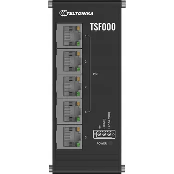 Switch Teltonika TSF000 5portový PoE+ Ethernet Switch | 120 W | Montáž na DIN lištu | Průmyslový