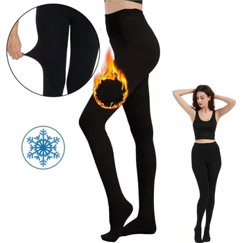 Dámské punčochy Zateplené dámské punčocháče s kožíškem zimní teplé termoprádlo černé