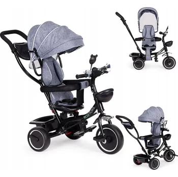 Dětská tříkolka Tříkolka s otočným sedadlem a stříškou, šedá ECOTOYS