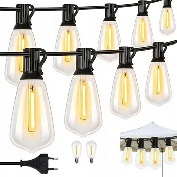 Venkovní osvětlení SVĚTELNÝ ŘETĚZ ZAHRADNÍ VENKOVNÍ ŽÁROVKY 25+2 LED ZAHRADNÍ SVĚTÝLKA