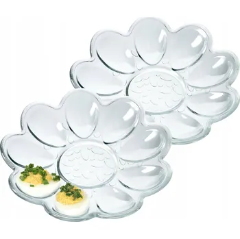 Talíř KADAX 2x TALÍŘ NA VEJCE SKLENĚNÝ PODNOS NA VEJCE