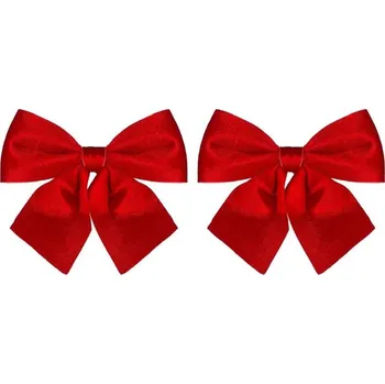 LAALU Vánoční ozdoby - mašle, červená lesklá, 13 x 13 cm, 2 ks