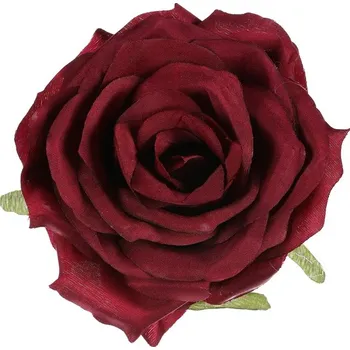 umělá květina Tmavě červené umělé růže 12 ks - textilní květiny pro dekoraci Barva: Červená