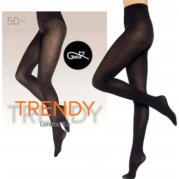Dámské punčochy Vzorované Punčocháče Gatta Loretta vz.153 50 DEN černé Nero velikost 2