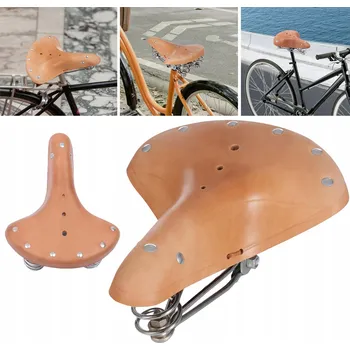 Sedlo na kolo Sedlo na kolo s pružinami, vyrobené z hovězí kůže, světle hnědé