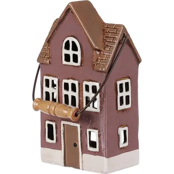 Svícen Fialový keramický domeček na čajovou svíčku - kouzelná dekorace Barva: Fialová