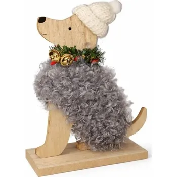Velikonoční dekorace DECOLED Dřevěná dekorace pes 14,5 × 18,5 cm, šedá, stojící