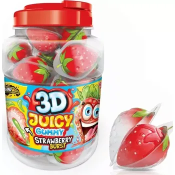 Bonbon 3D JUICY GUMMY 18 g - plněné želé - STRAWBERRY BURST (balení 60 ks) (želé cukrovinka s tekutou náplní / jednotlivě balené)