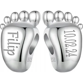 Přívěsek Přívěsek Charms Stópka (Stopa miminka) s Gravírování Stříbro 925 Charmsy Trusky