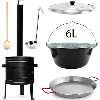 kotlíky Perfect Home Pael-Set-66 Kotlíková souprava 6L, 6ks – kotlina/kotlík/poklice/vařečka/naběračka/paella pánev