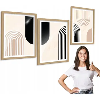 Obraz Sada 3 obrazů, minimalistický design + dřevěný rámeček 30x40 plexi, triptych
