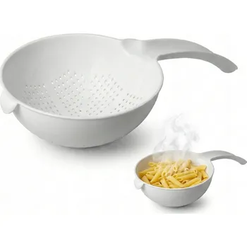 Cedník a síto CEDNÍK DURSZLAK 15 cm s rukojetí sítko na těstoviny mouku bílý kuchyňský