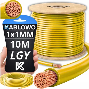elektrický kabel DRÁT LGY KABEL JEDNOŽILOVÝ ELEKTRICKÝ 1X1MM ŽLUTÝ 10M METR