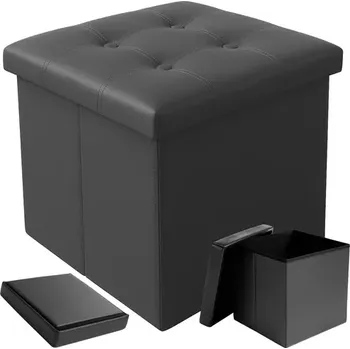 Nábytek Skládací taburet s úložným prostorem – puf šedý