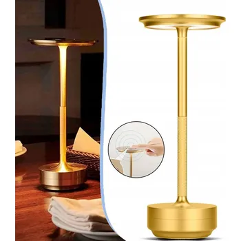 Lampička ZLATÁ PŘENOSNÁ STOLNÍ LAMPA S BATERIÍ 3000MAH A DOTYKOVÝM OVLÁDÁNÍM 3 ÚROVNĚ