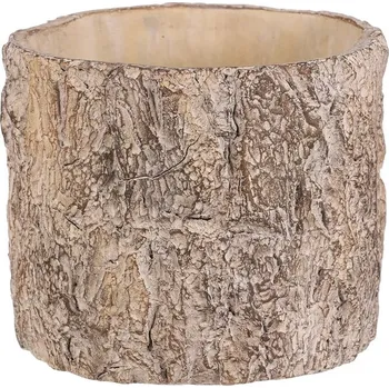 Stojan na květiny Betonový obal na květiny M, hnědý, imitace dřevěné kůry, venkovní Barva: Hnědá