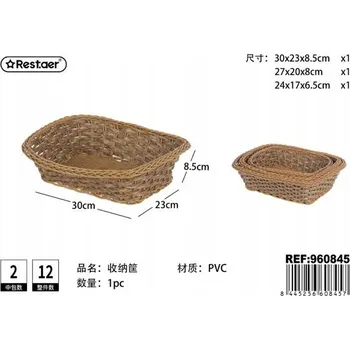 Úložný box Sada obdélníkových plastových košů pro skladování, 3 kusy