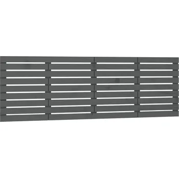 Čelo postele, šedé, 206x3x63 cm, masivní borovicové dřevo