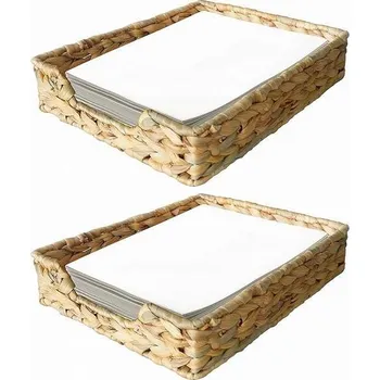 police Tkaná police z přírodního vodního hyacintu 37x27x7 cm, 2 ks, tmavě hnědá