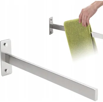 Věšák POHYBLIVÝ ZÁVĚSNÝ DRŽÁK NA RUČNÍKY NA ZEĎ BEZ VRTÁNÍ černý 40 cm