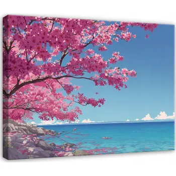 Obraz OBRAZ OCEÁN STROMY KRAJINA PEJZAŽ DO LOŽNICE OBÝVÁKU NA PLÁTNĚ 100x70