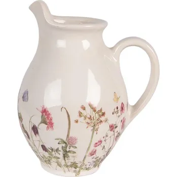 Béžový keramický džbán s lučními květy Flowers of Love S - 16*12*19 cm