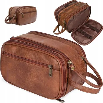 Kosmetická taška Pánská kožená kosmetická taška cestovní velká hnědá