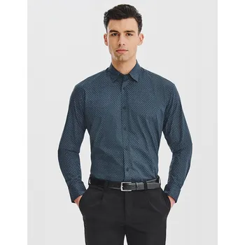 Pánská košile Černá pánská košile s mikro vzorem 100% bavlna Pako Lorente vel. XL