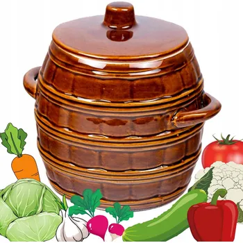 Hrnec Souděnek K NAKLÁDÁNÍ HRNEC NA OKURKY, ZELÍ, ZELENINU, KAMENINA 2,5L HNĚDÁ