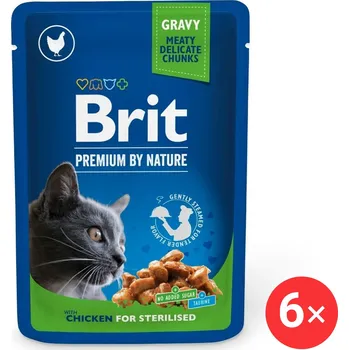 Krmivo pro kočku Brit Premium by Nature Cat Pouches Chicken Slices for Sterilised 6 × 100 g