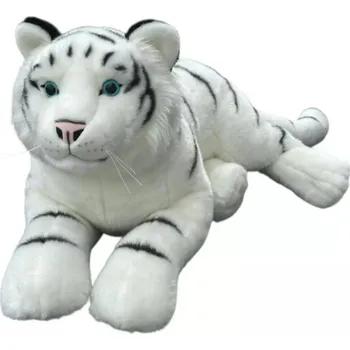 plyšák Plyšová Hračka Bílý Tygr Ležící Realistický DUBI - 70 cm