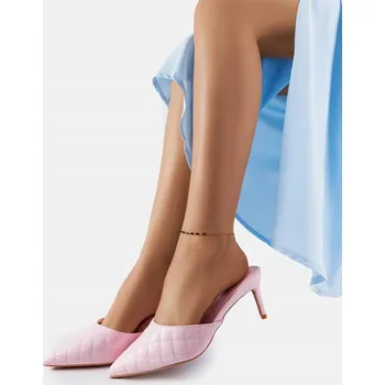 Dámské pantofle Růžové prošívané nazouváky na jehlovém podpatku Lambert 39