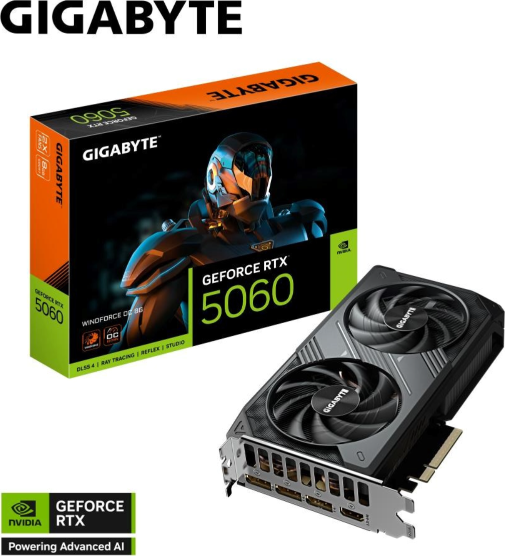 Grafická karta Gigabyte NVIDIA GeForce RTX 5060 WINDFORCE OC 8G